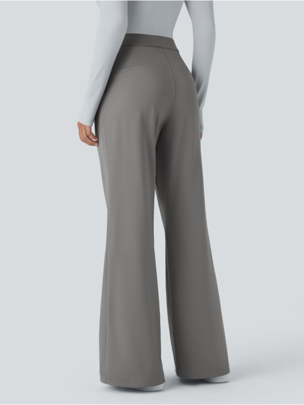 Halara Flex DayStretch High Waisted Pocket Work Flare Pants in Silent Storm